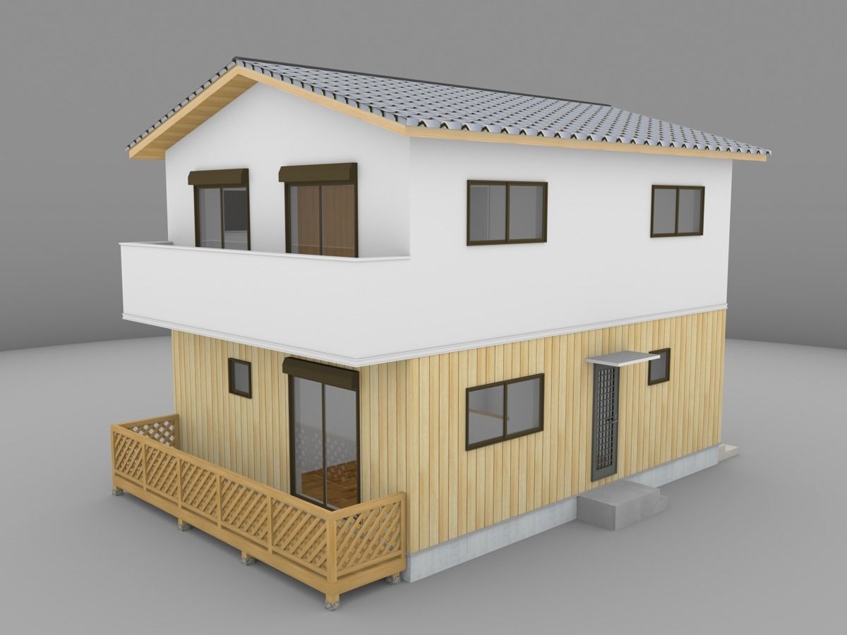 House model for background 07 Low-poly 3D model_2