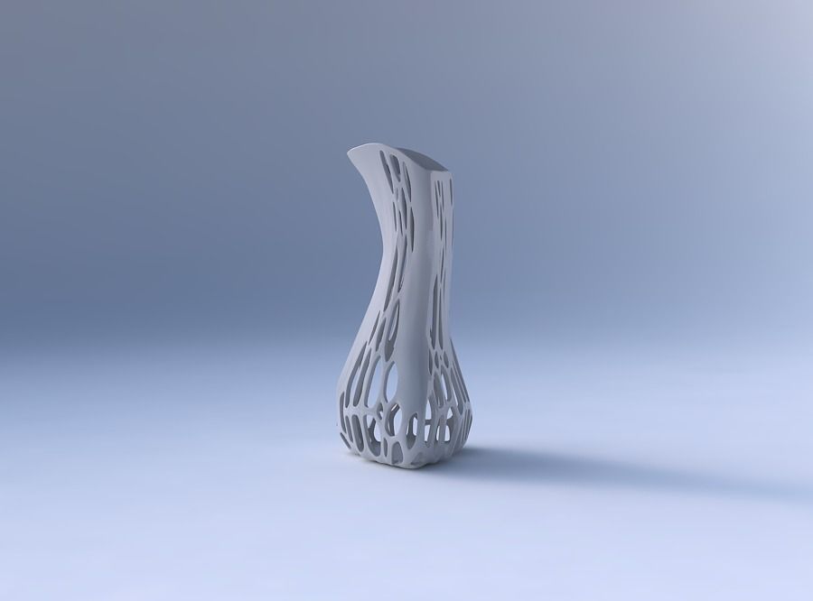 Vase puffy bent triangle with organic lattice on edges 3D print model_4