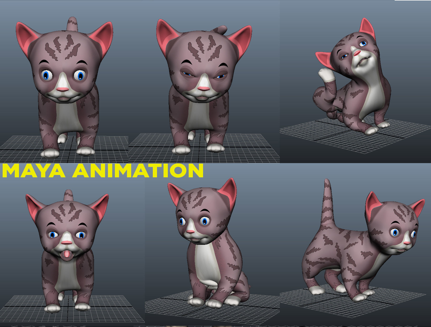Cute Cartoon Cat Animated  Low-poly 3D model_20