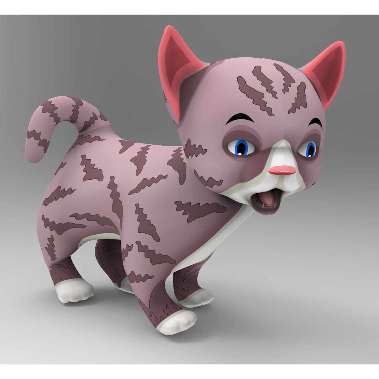 Cute Cartoon Cat Animated  Low-poly 3D model_2