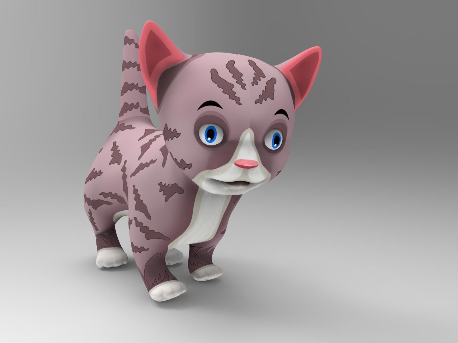 Cute Cartoon Cat Animated  Low-poly 3D model_3
