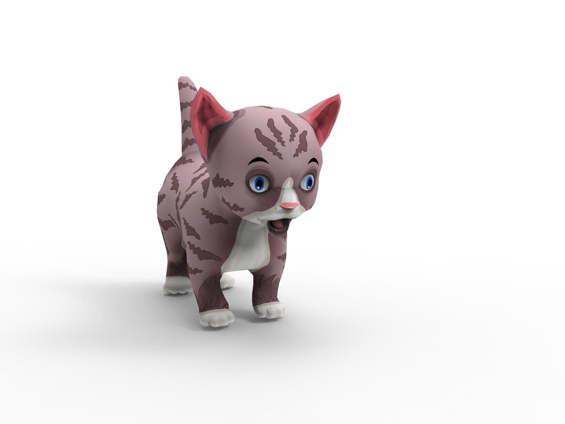 Cute Cartoon Cat Animated  Low-poly 3D model_26