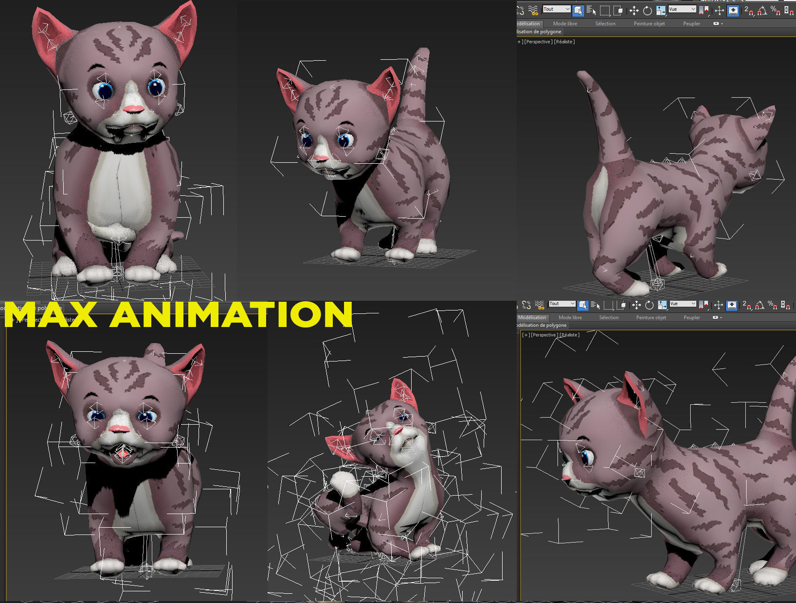 Cute Cartoon Cat Animated  Low-poly 3D model_18