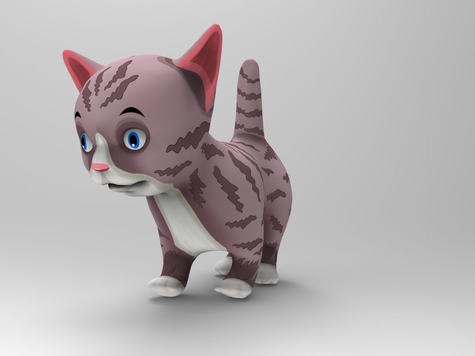 Cute Cartoon Cat Animated  Low-poly 3D model_13