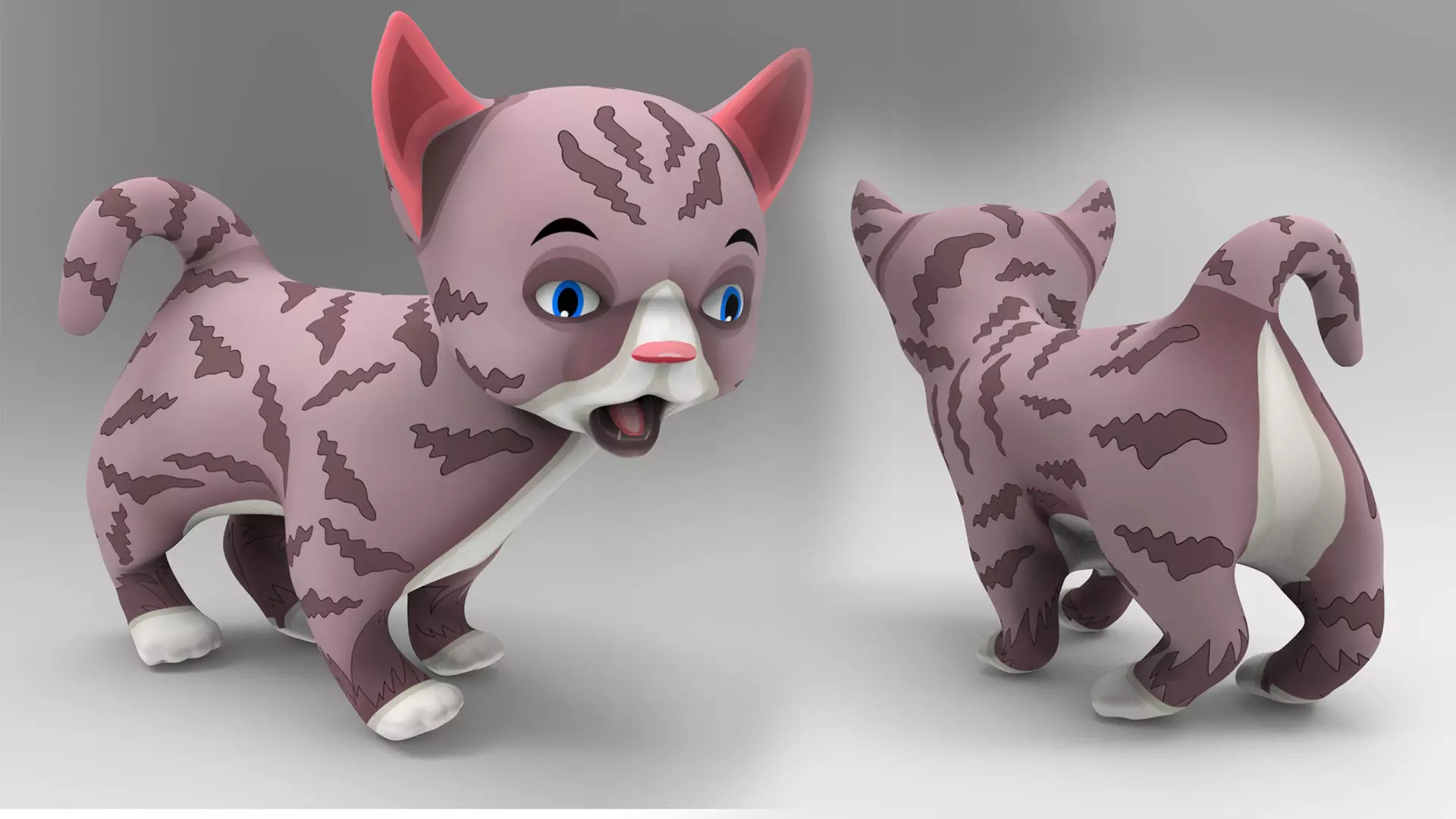 Cute Cartoon Cat Animated  Low-poly 3D model_0