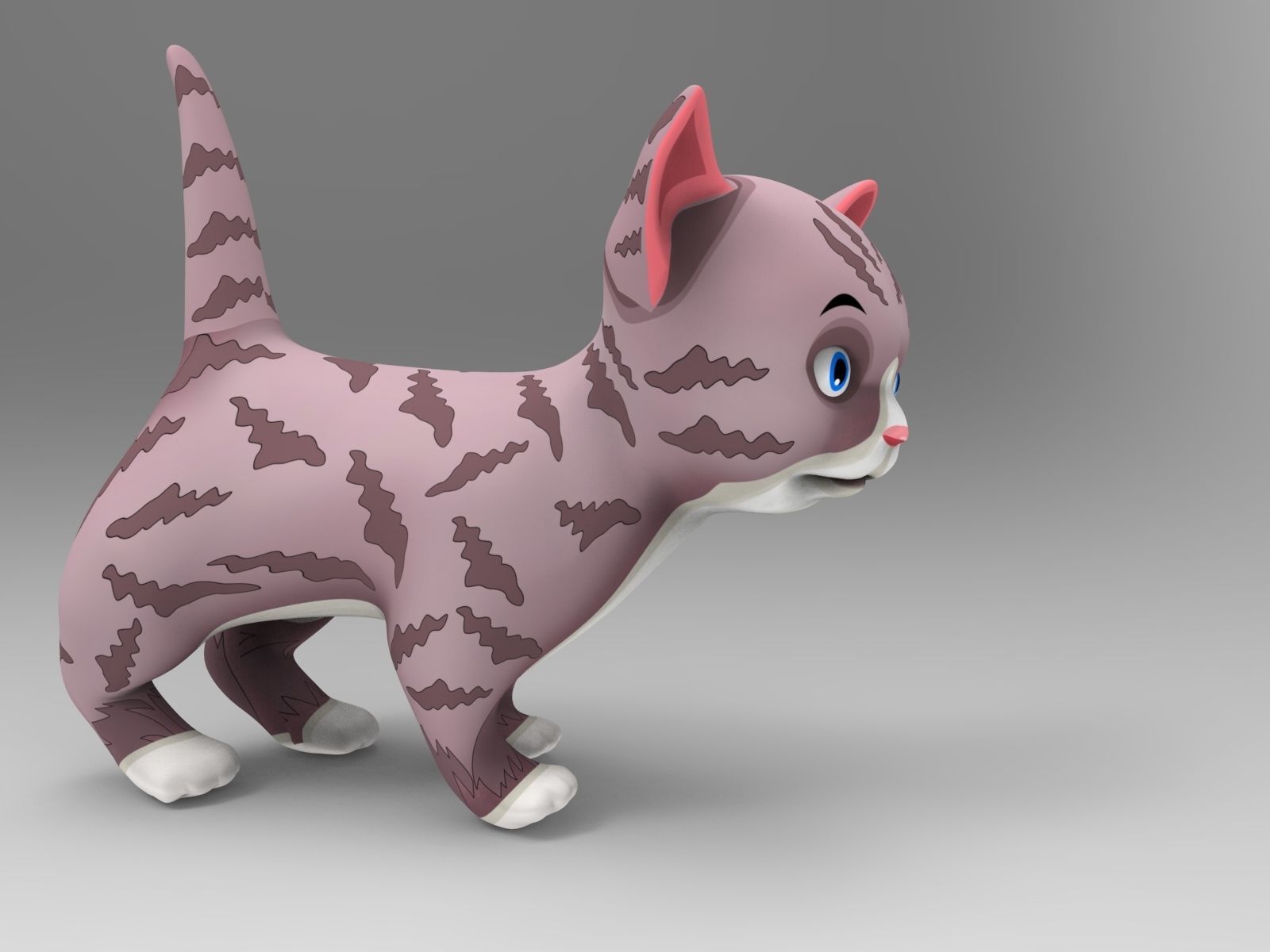 Cute Cartoon Cat Animated  Low-poly 3D model_4