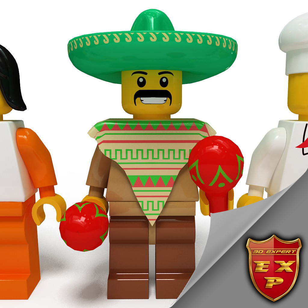 Lego man collection 10 characters 3D model_7