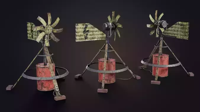 Handmade wind generator Free low-poly 3D model