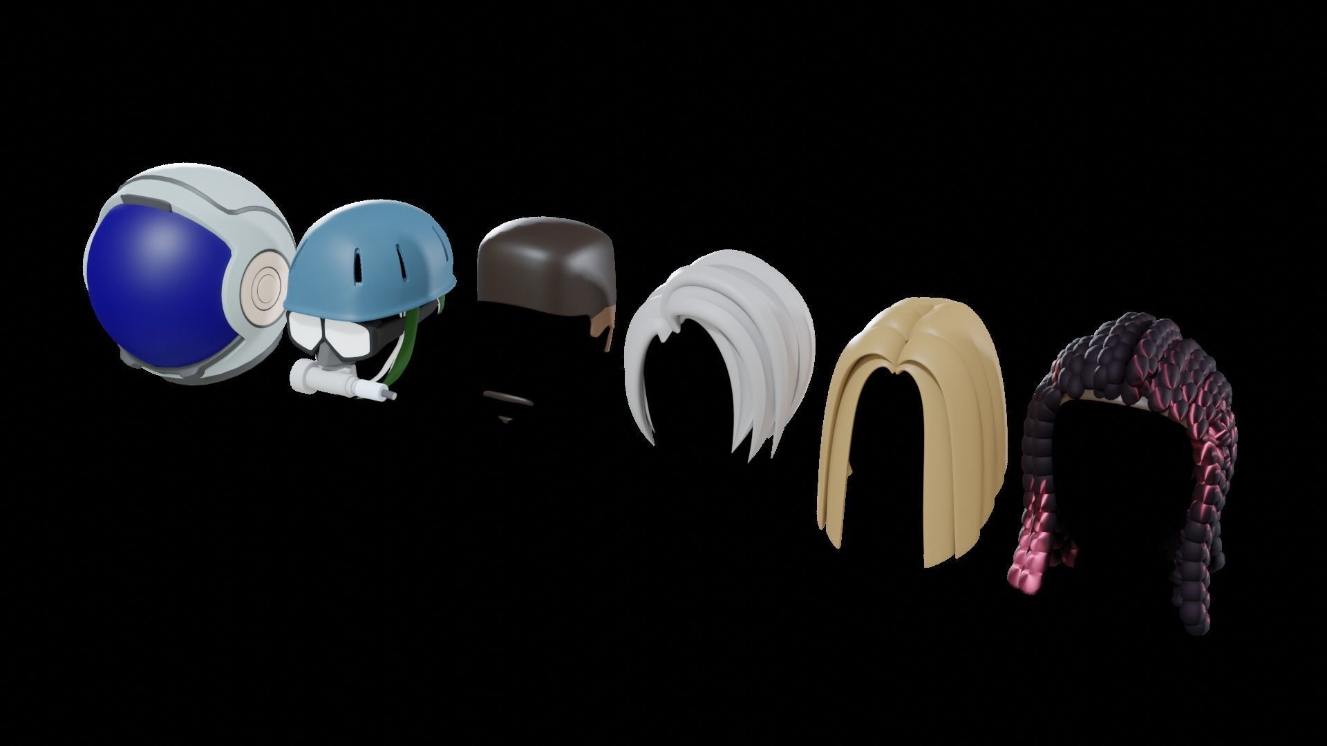 Base Stylized Haircuts 30-35 plus Low-poly 3D model_35