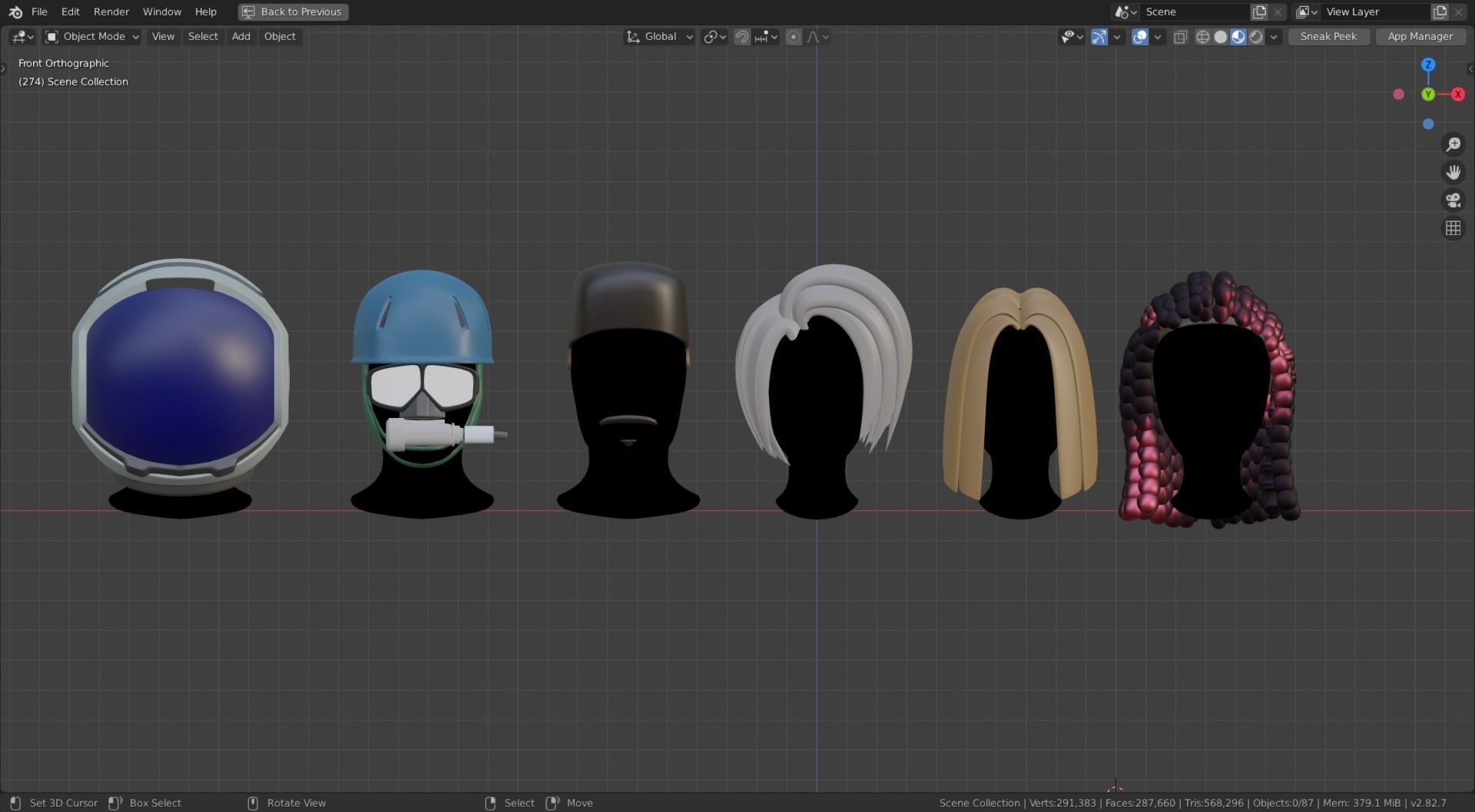 Base Stylized Haircuts 30-35 plus Low-poly 3D model_33