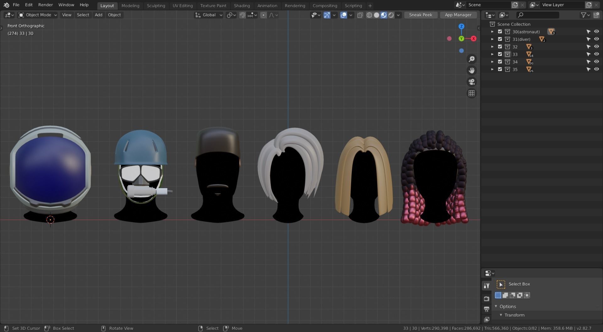 Base Stylized Haircuts 30-35 plus Low-poly 3D model_8