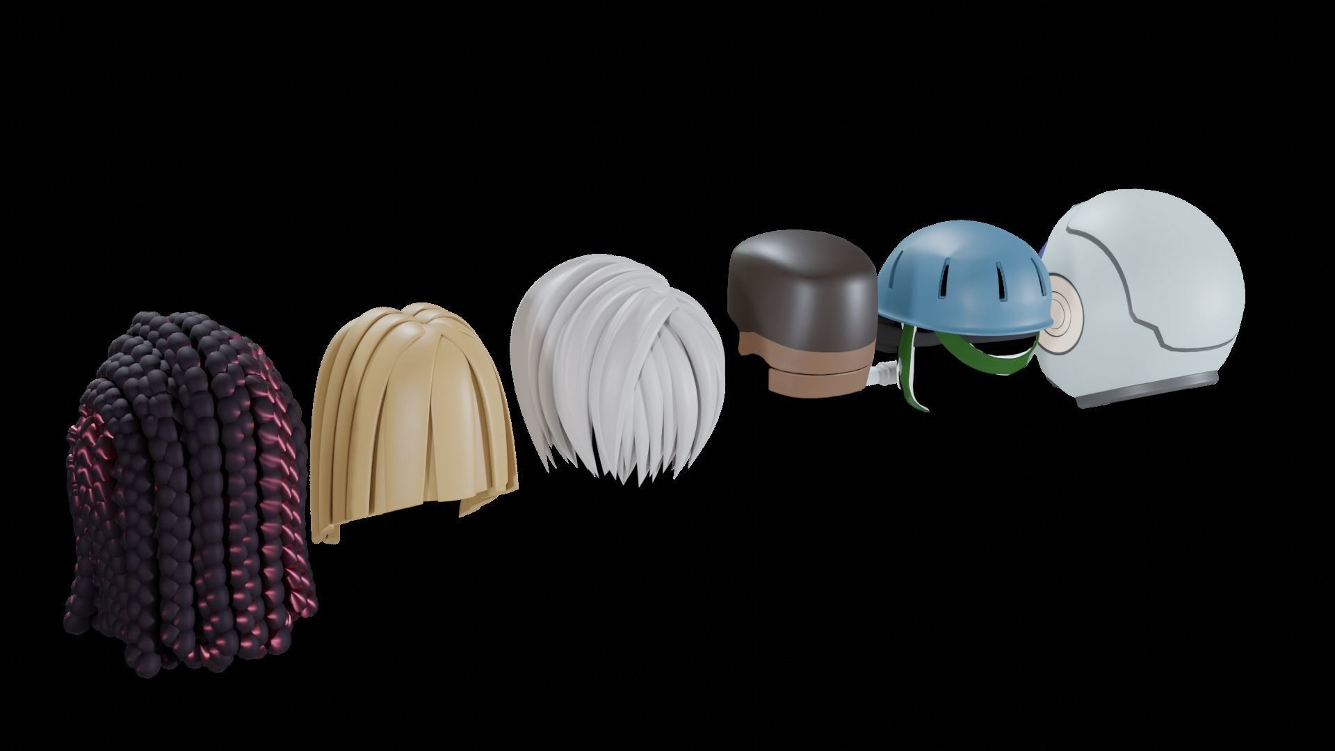 Base Stylized Haircuts 30-35 plus Low-poly 3D model_36