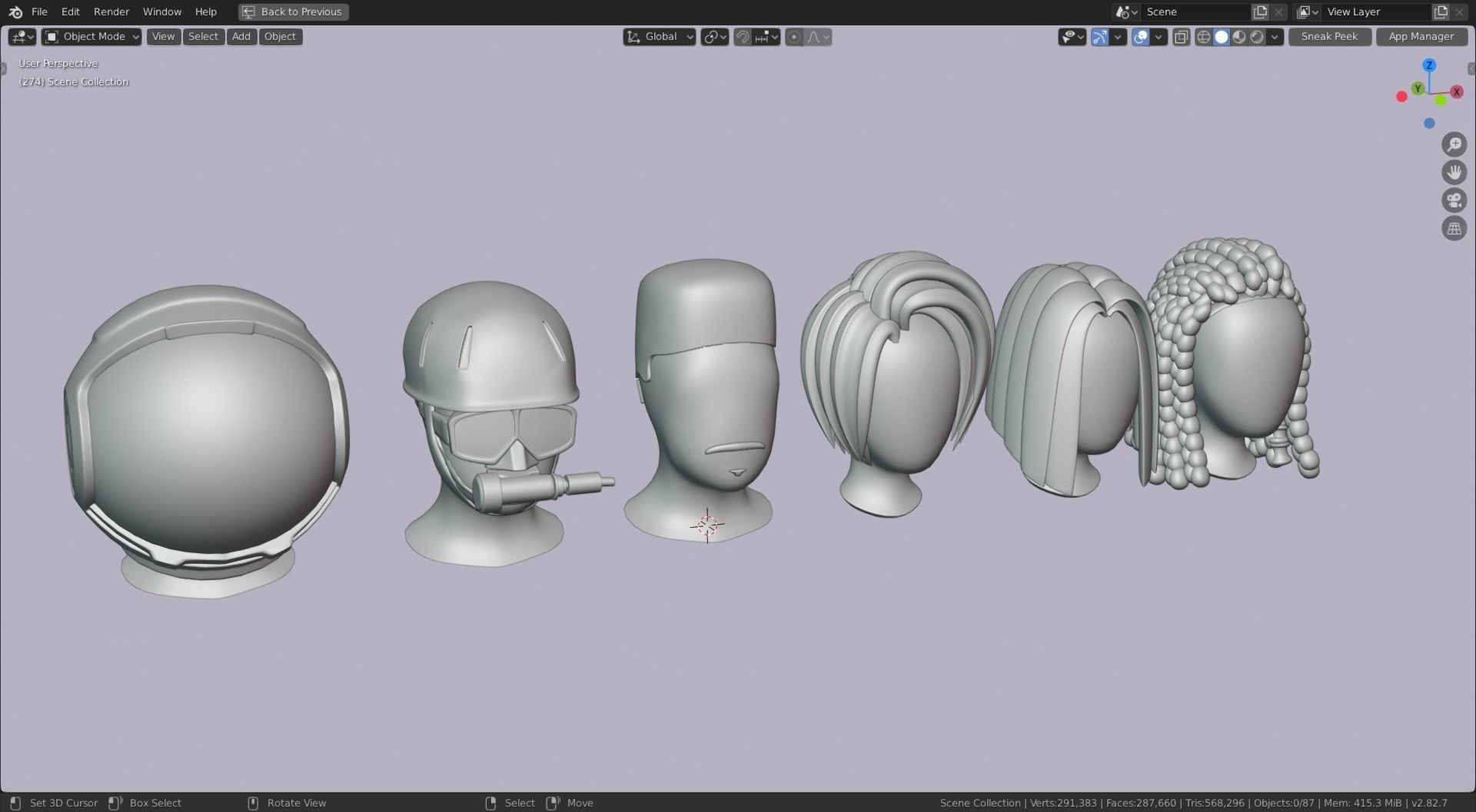 Base Stylized Haircuts 30-35 plus Low-poly 3D model_32