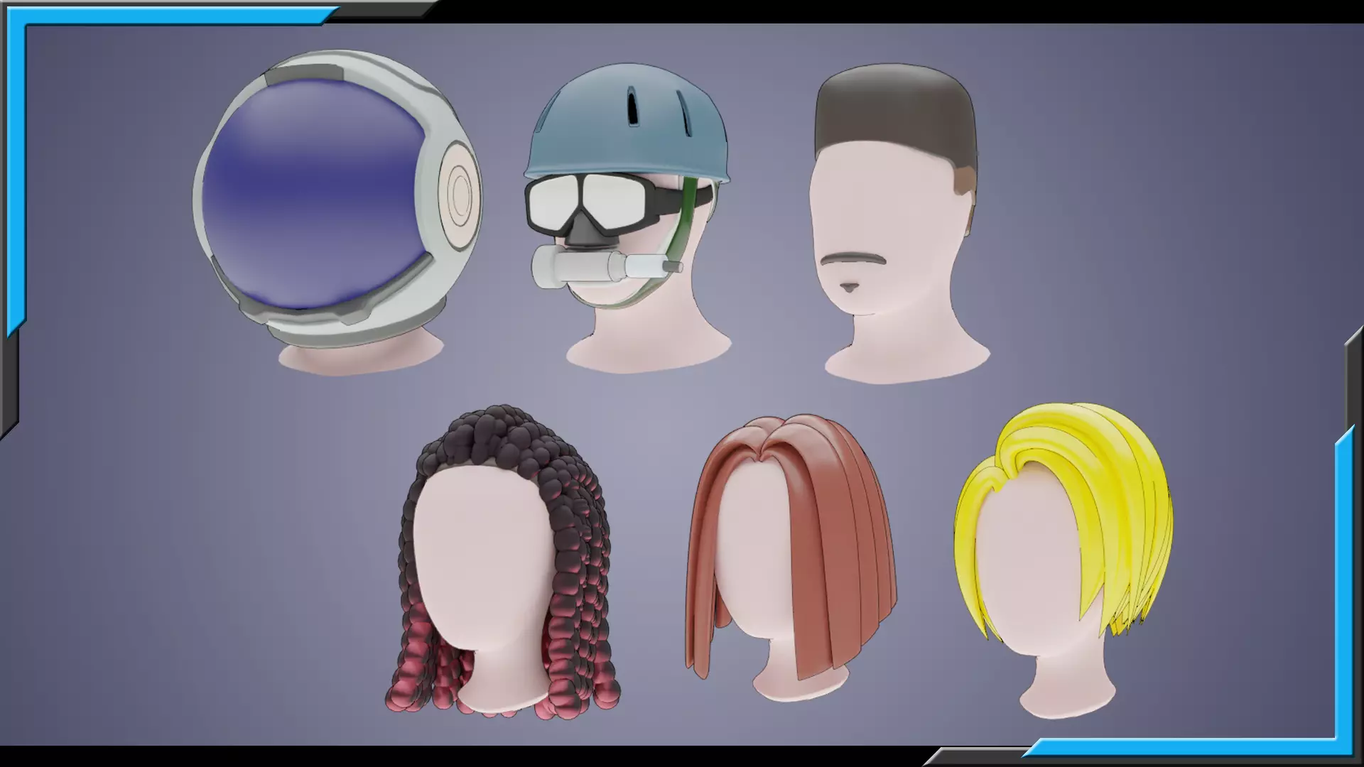 Base Stylized Haircuts 30-35 plus Low-poly 3D model_0