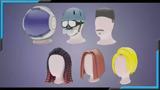 Base Stylized Haircuts 30-35 plus Low-poly 3D model