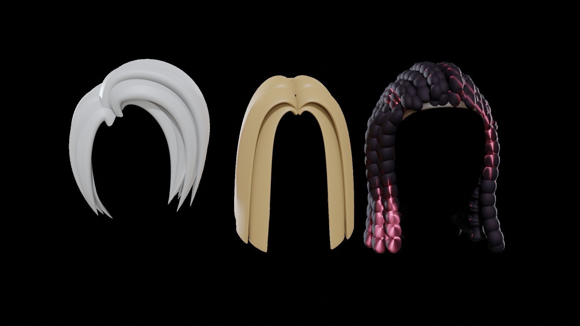 Base Stylized Haircuts 30-35 plus Low-poly 3D model_34