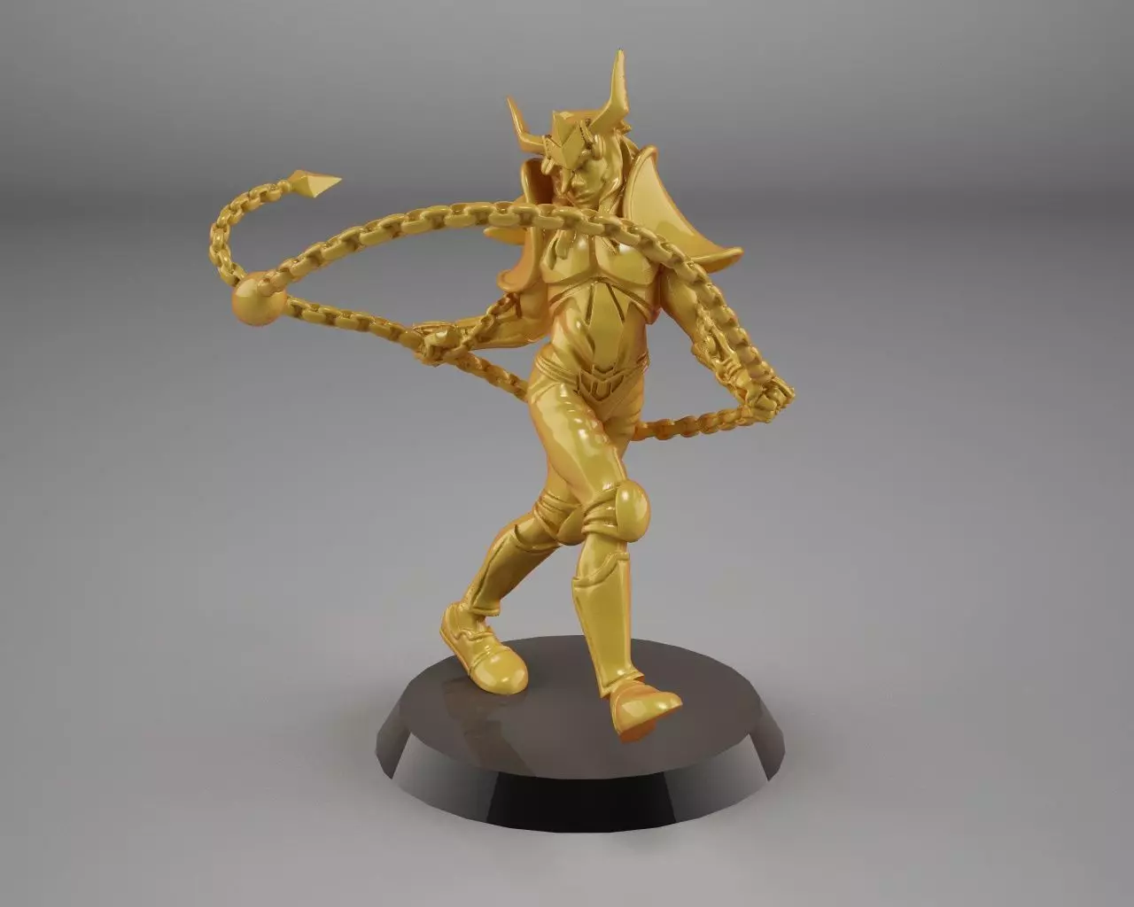 Andromeda golden statue of woman holding sword 3D print model_0