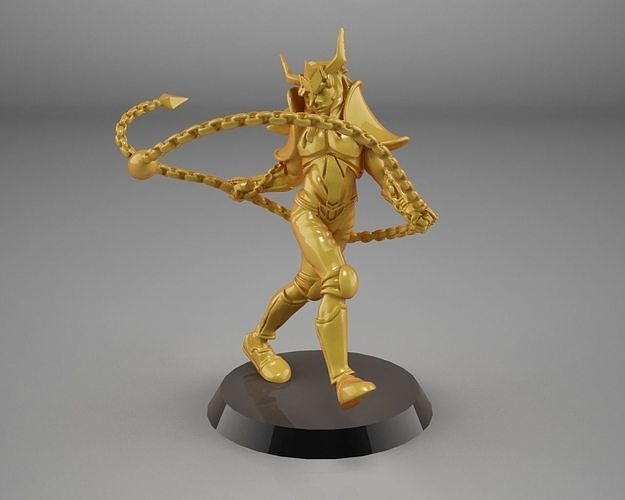 Andromeda golden statue of woman holding sword 3D print model