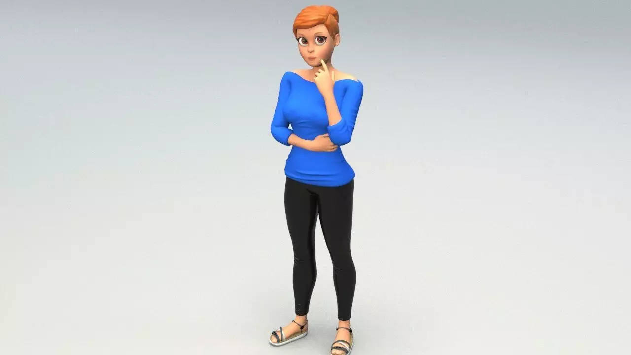 cartoon woman Low-poly 3D model