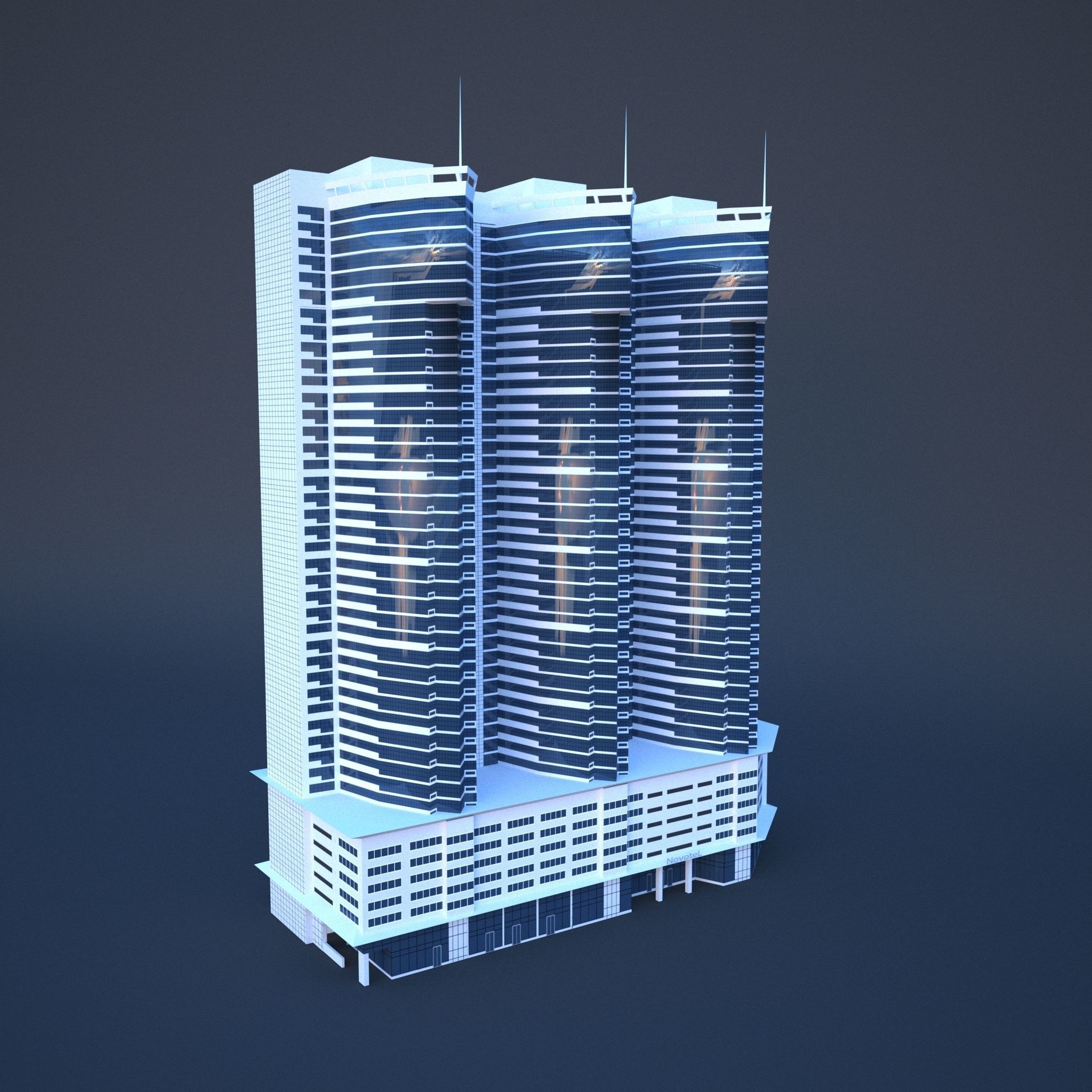 DUBAI ADAGIO PREMIUM HOTEL Low-poly 3D model_1