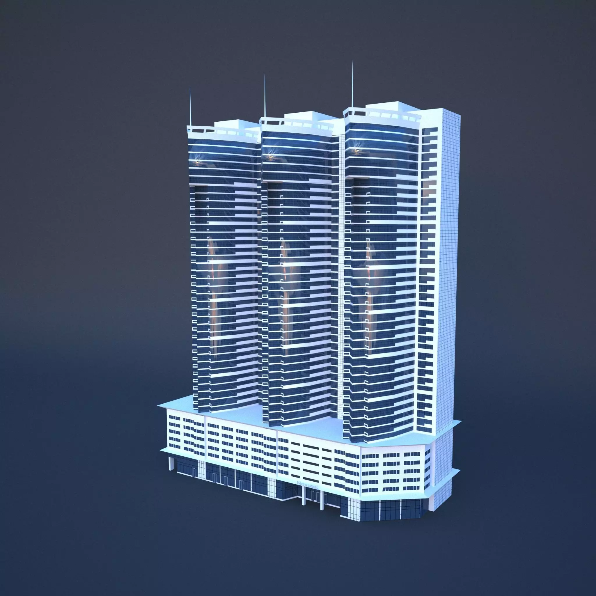 DUBAI ADAGIO PREMIUM HOTEL Low-poly 3D model_0