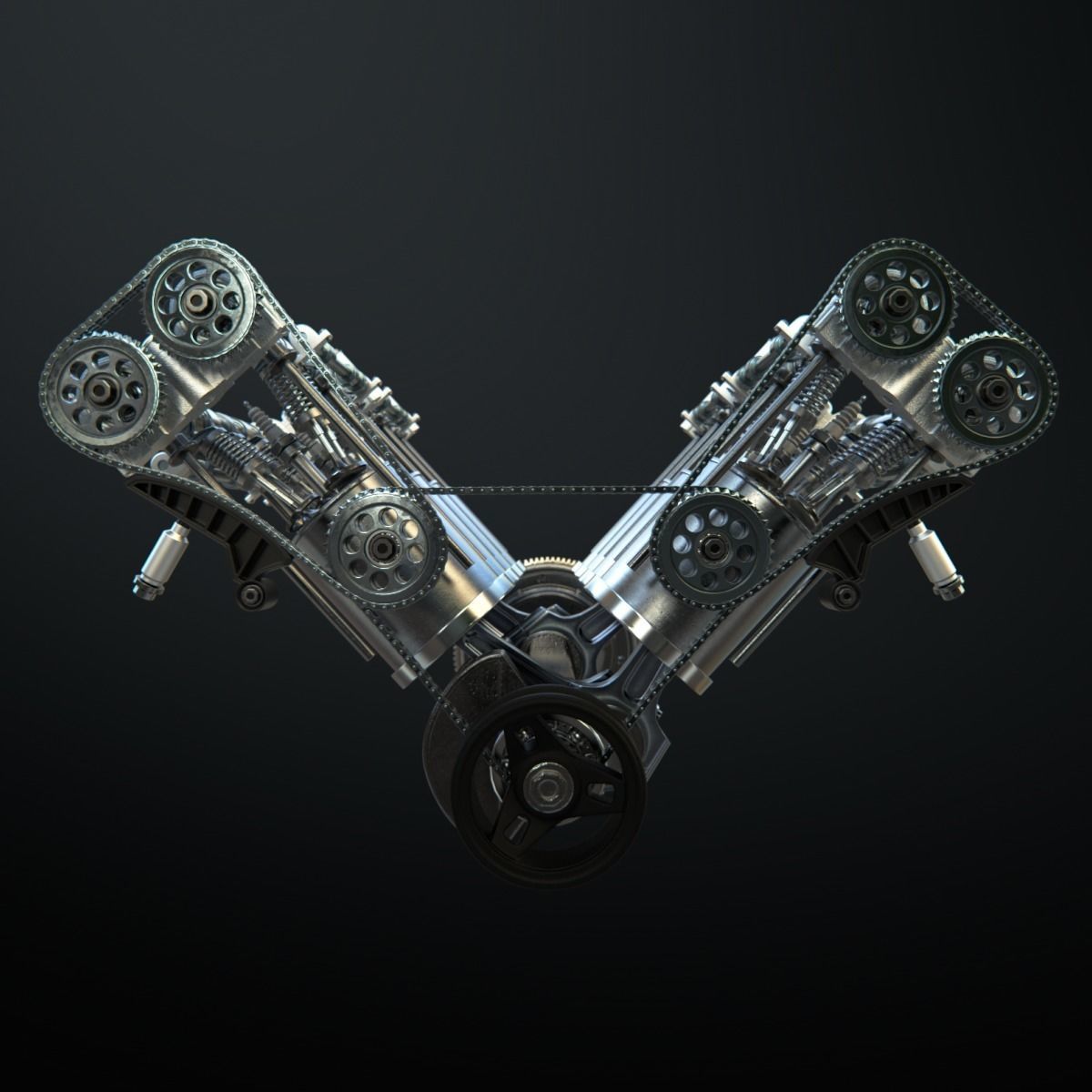 V8 Engine Working Animated 3D model_39