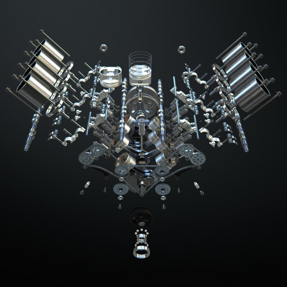 V8 Engine Working Animated 3D model_23
