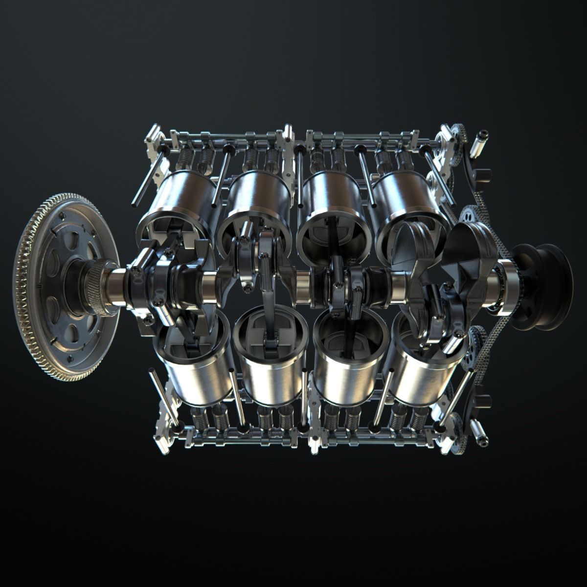 V8 Engine Working Animated 3D model_40
