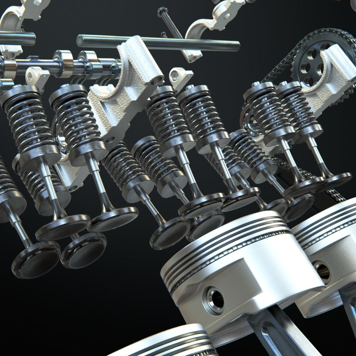 V8 Engine Working Animated 3D model_37