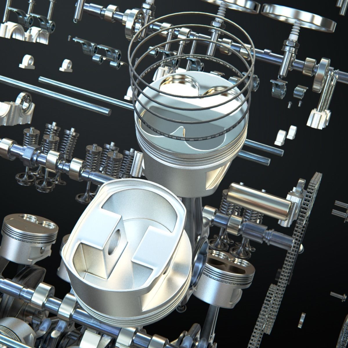 V8 Engine Working Animated 3D model_36