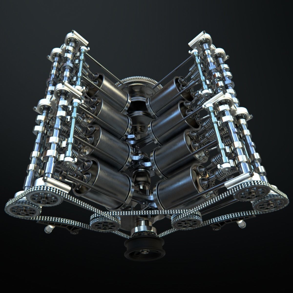 V8 Engine Working Animated 3D model_35
