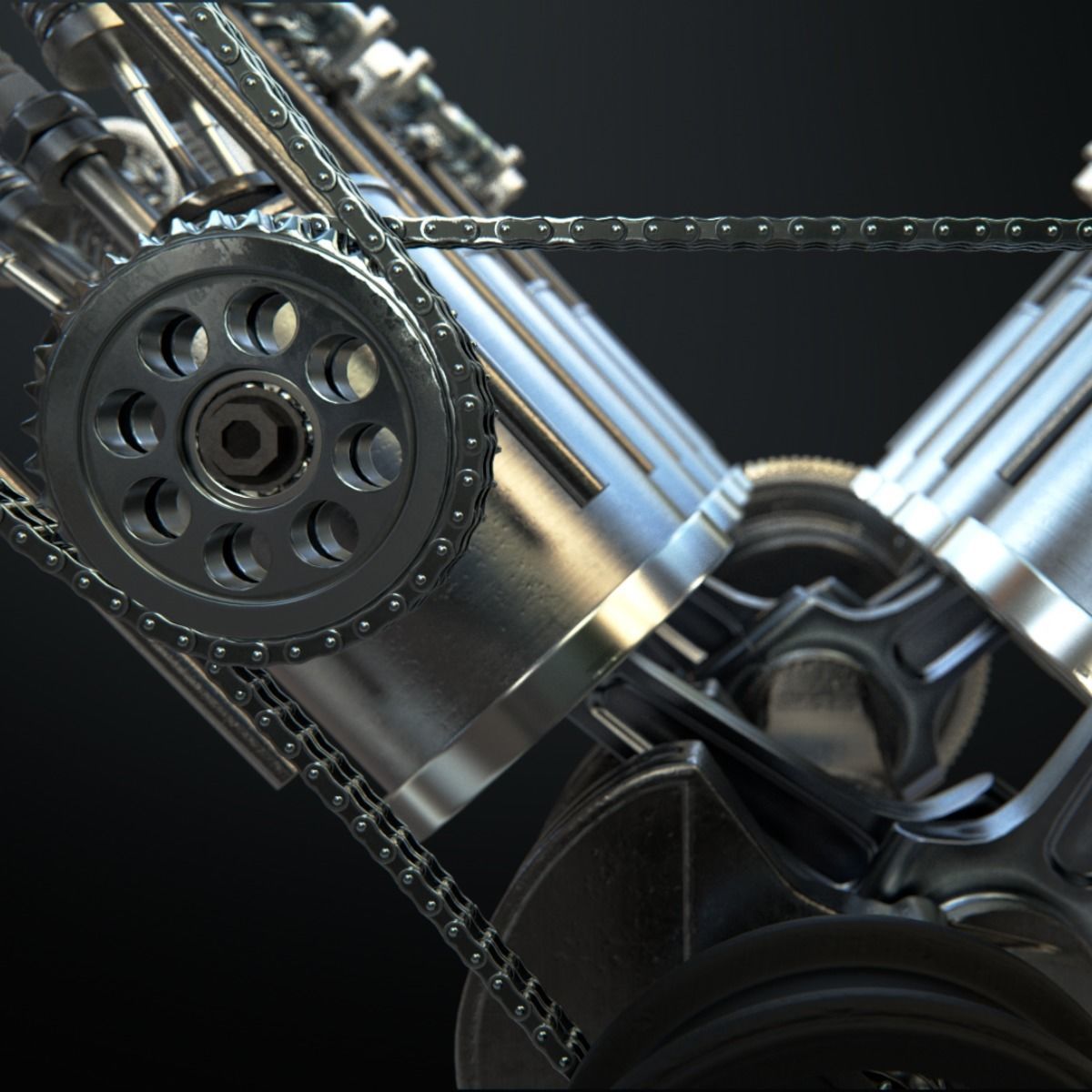 V8 Engine Working Animated 3D model_30