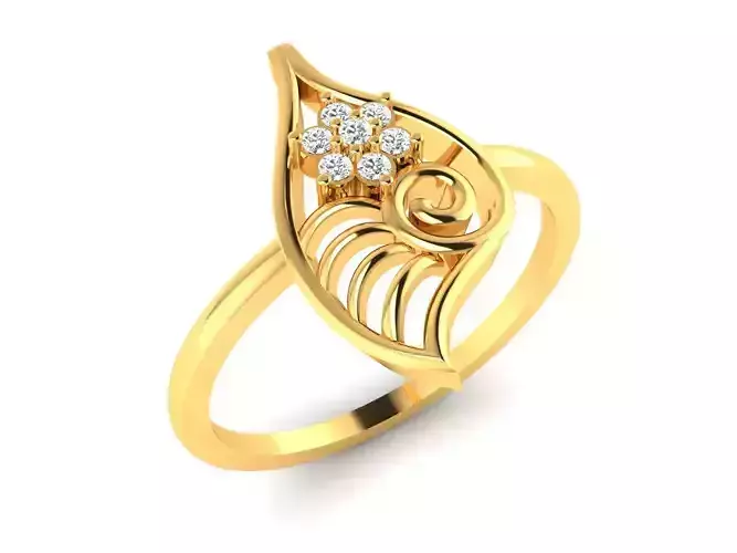 Ring-6229 gold ring with diamonds