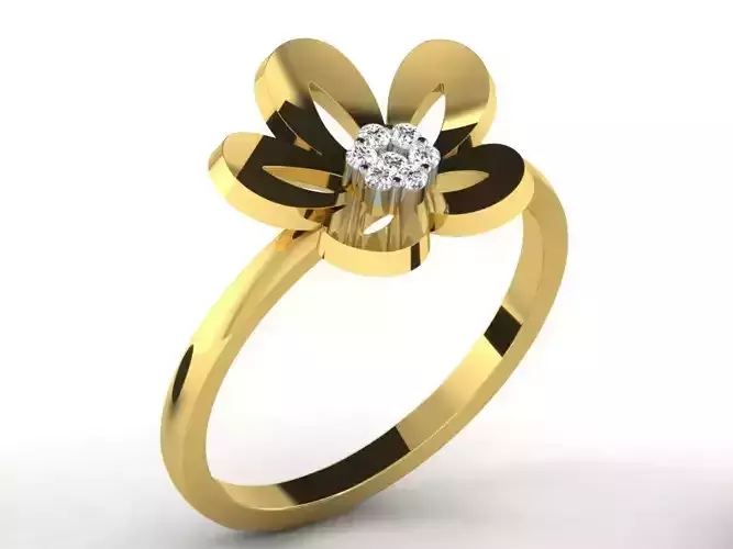 Ring-6202 diamond flower ring gold