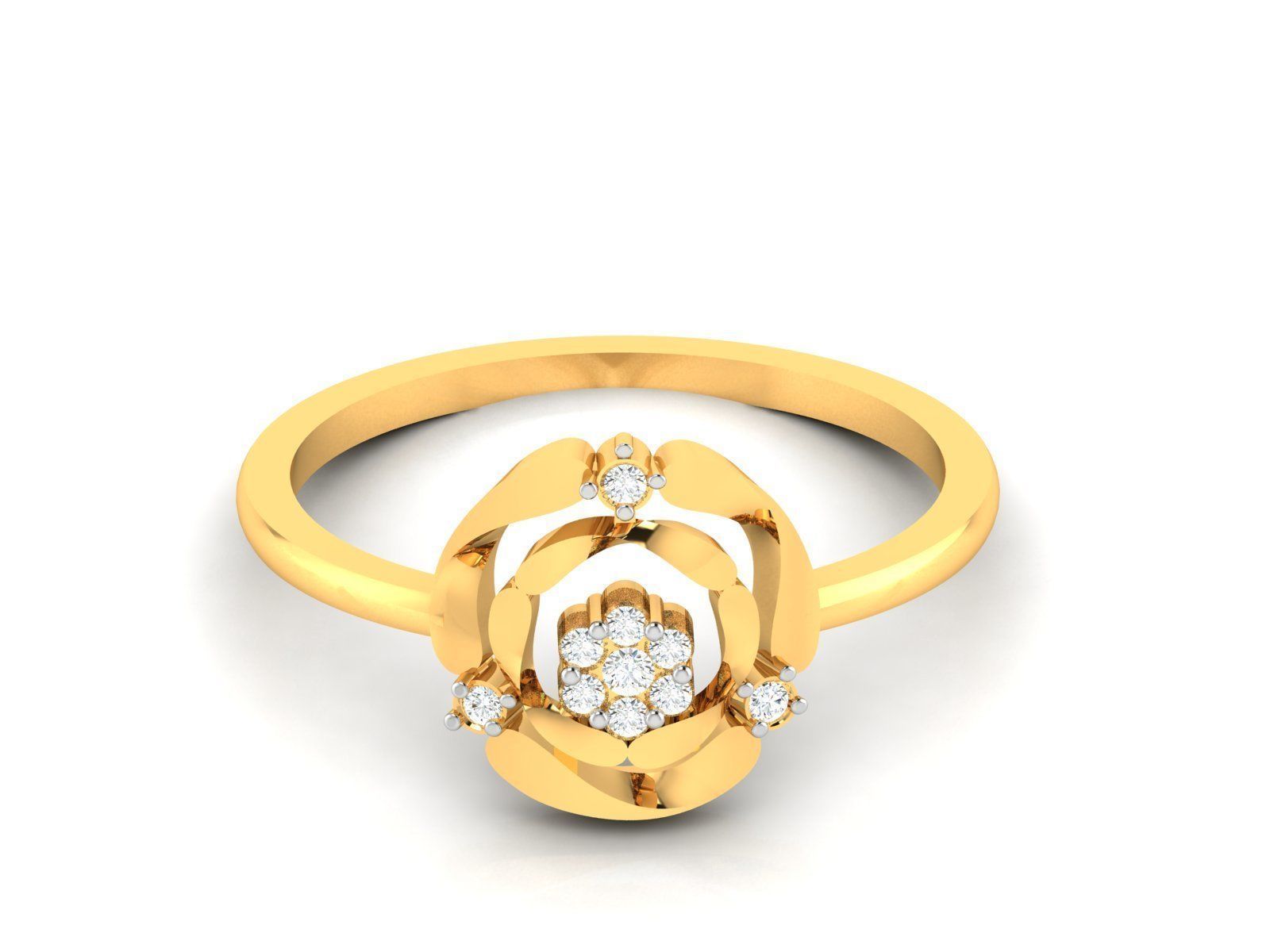 Ring-6199 diamond ring gold 3D print model_1