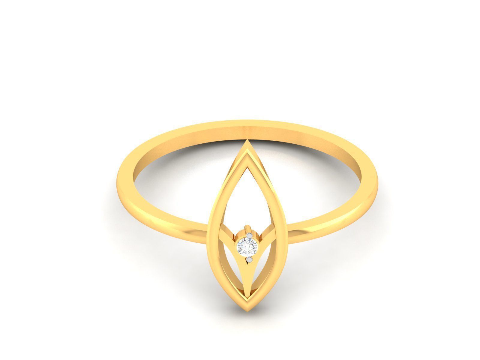 Ring-6190 gold ring with diamond in middle 3D print model_7