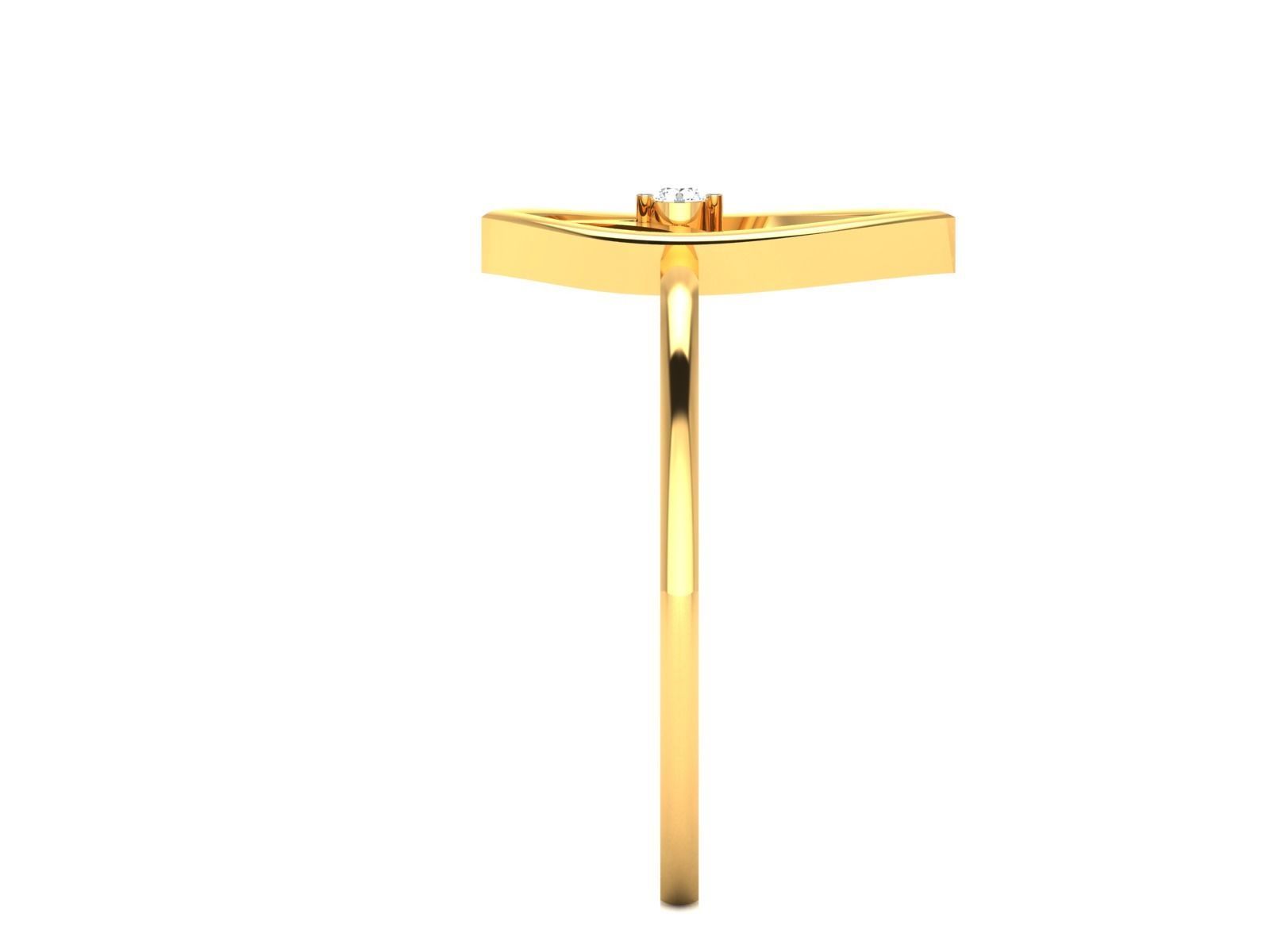 Ring-6190 gold ring with diamond in middle 3D print model_6