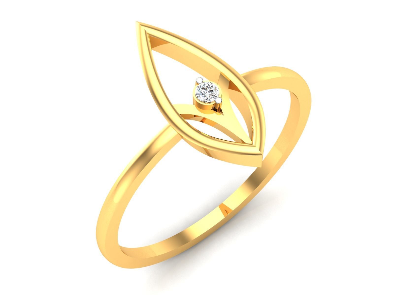 Ring-6190 gold ring with diamond in middle 3D print model_1