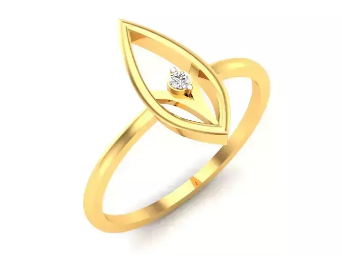 Ring-6190 gold ring with diamond in middle