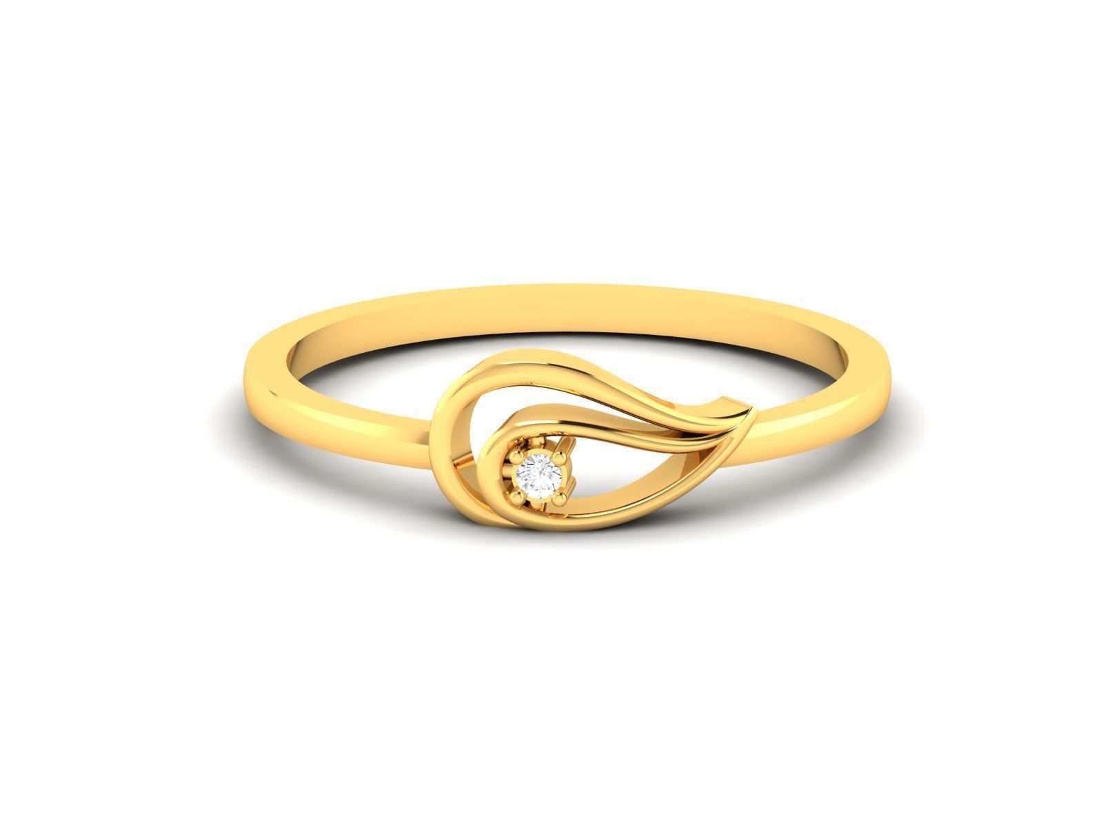 Ring-6177 gold ring with diamond in middle 3D print model_7