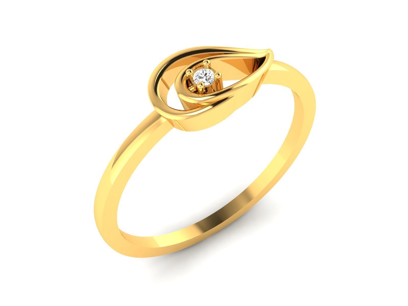 Ring-6177 gold ring with diamond in middle 3D print model_1