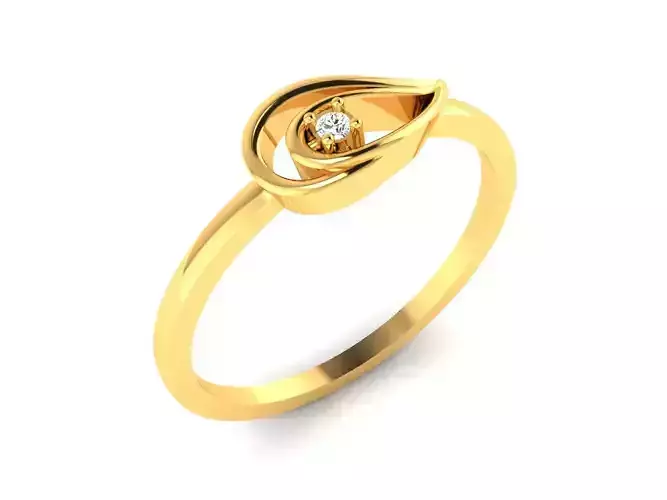 Ring-6177 gold ring with diamond in middle