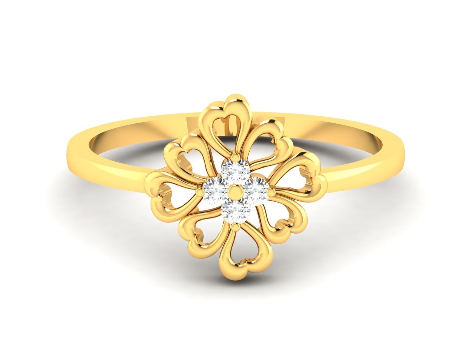 Ring-6172 solitaire diamond ring gold 3D print model_7