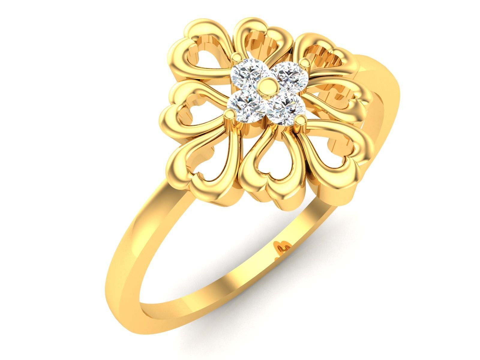 Ring-6172 solitaire diamond ring gold 3D print model_1