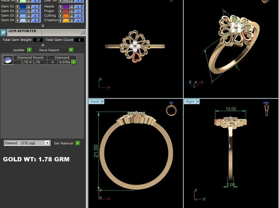 Ring-6172 solitaire diamond ring gold 3D print model_9