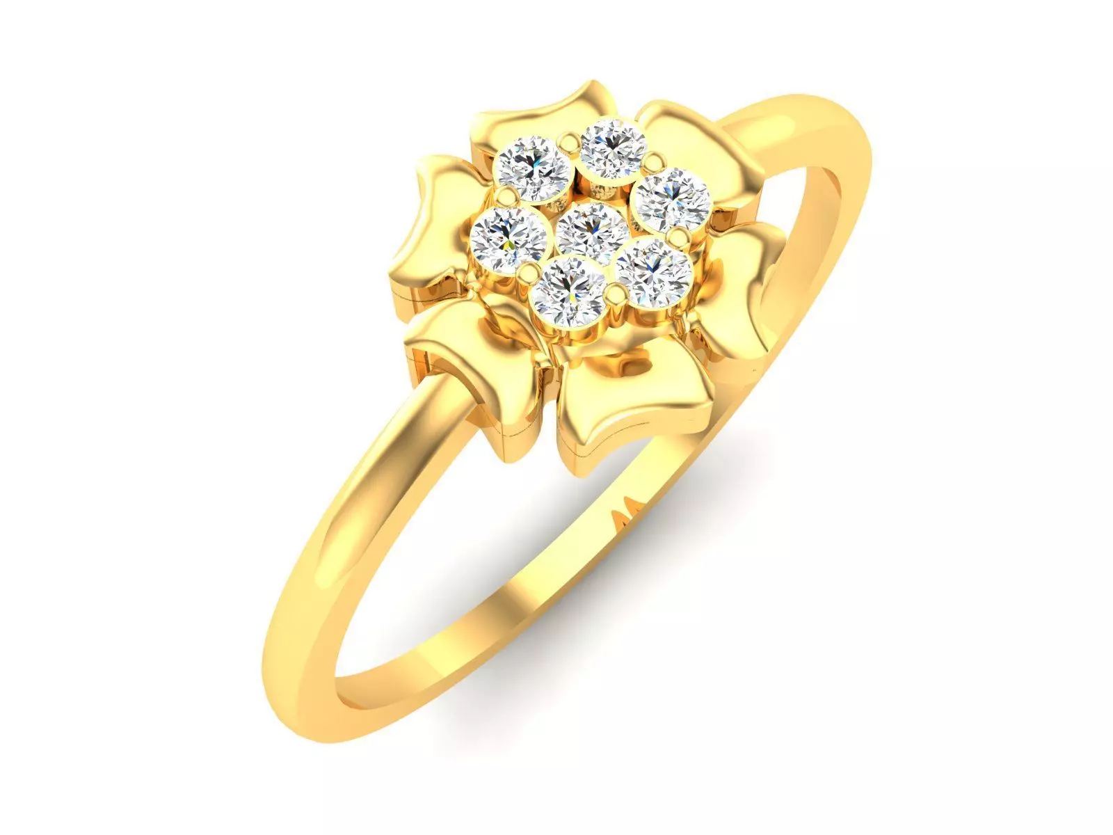 Ring-6168 diamond cluster ring gold 3D print model_0