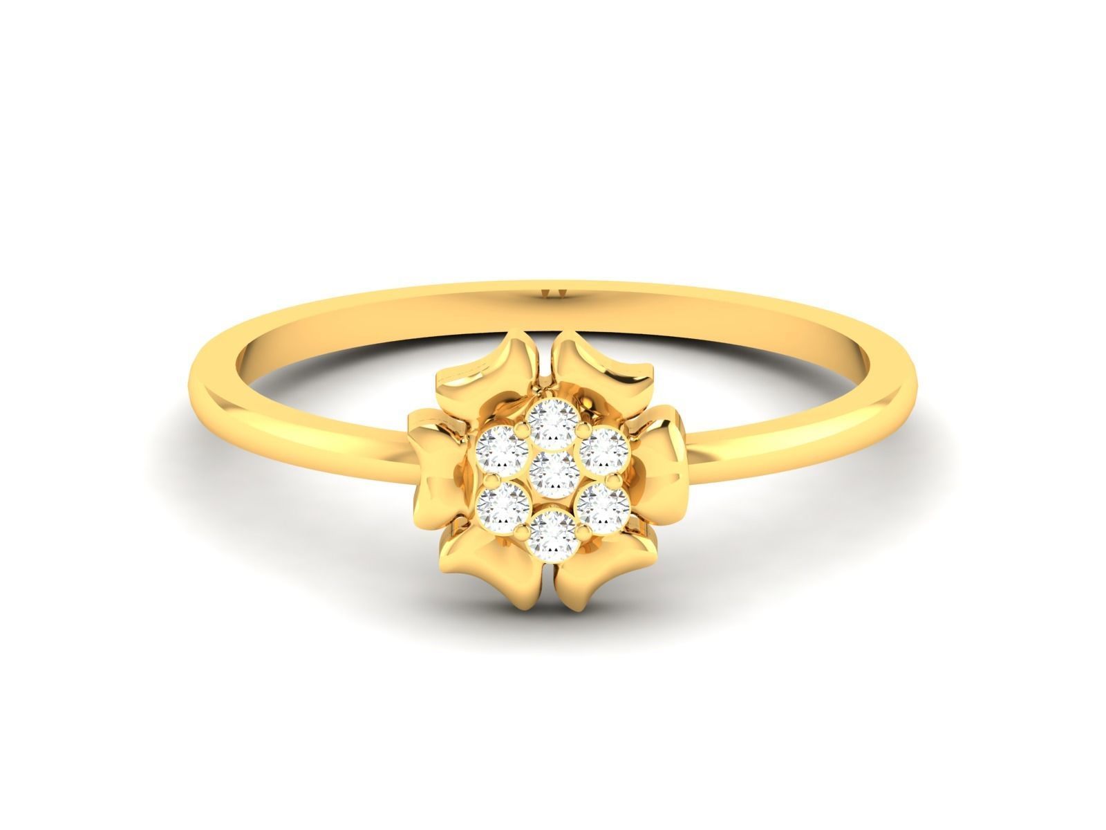 Ring-6168 diamond cluster ring gold 3D print model_7