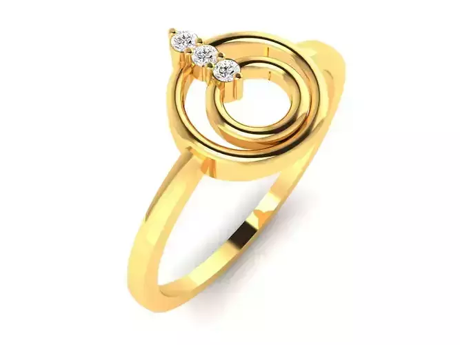 Ring-6167 circular diamond ring gold