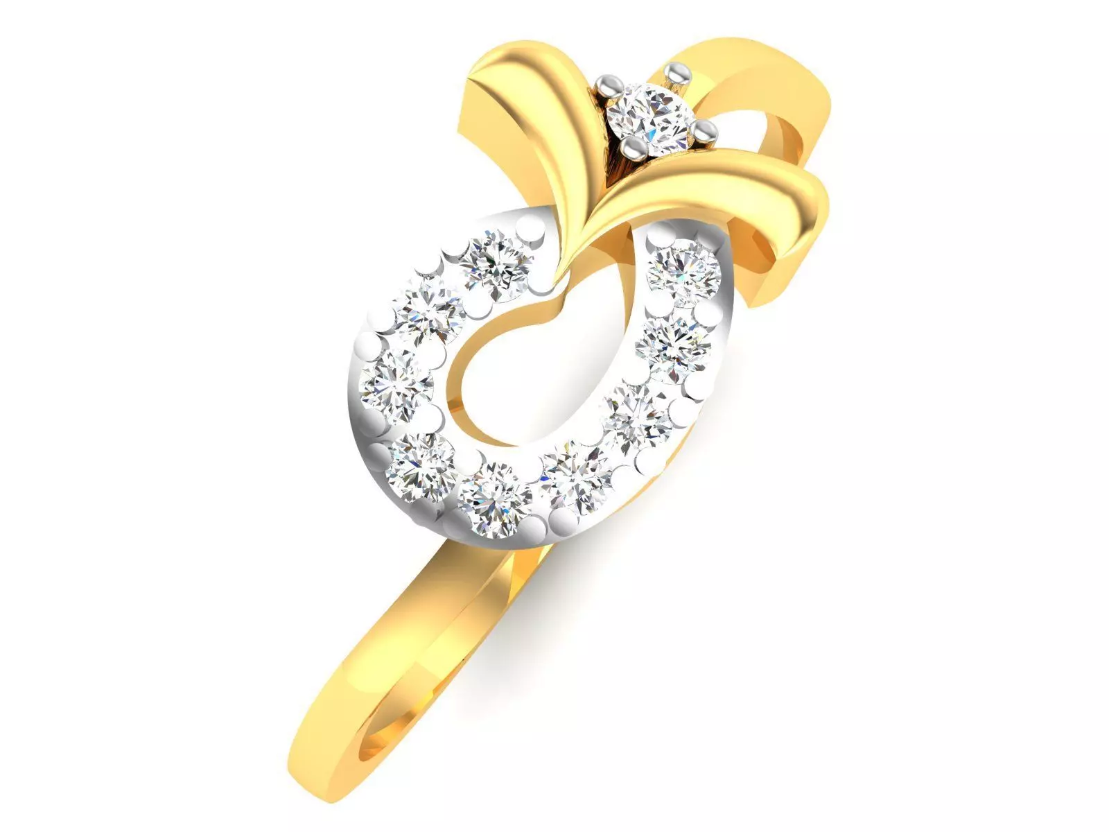 Ring-6157 diamond ring gold 3D print model_0