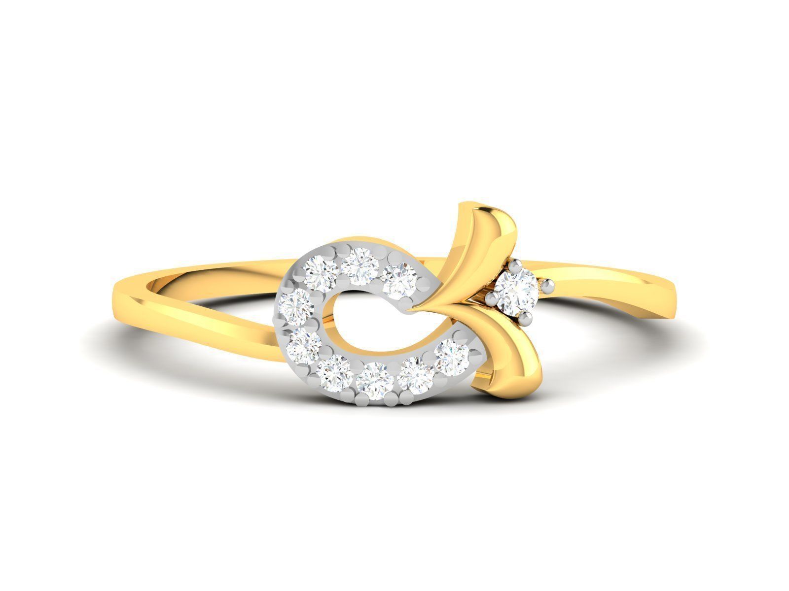Ring-6157 diamond ring gold 3D print model_6